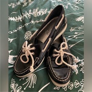Black patent leather sperrys